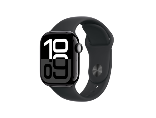 Apple Watch Series 10 GPS 42mm Jet Black Aluminium Case with Black Sport Band - M/L