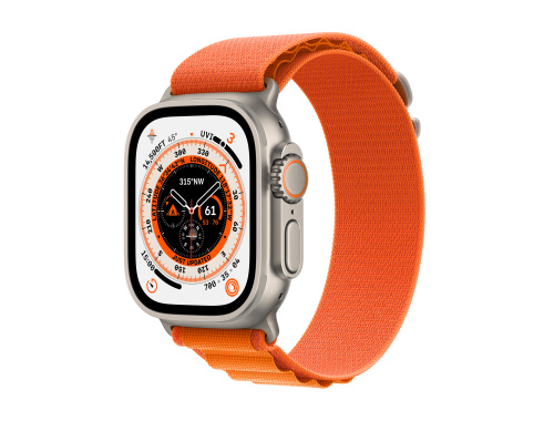 Apple Watch Ultra GPS + Cellular, 49mm Titanium Case with Orange Alpine Loop - Medium