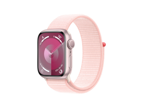 Apple Watch Series 9, 41mm Pink Aluminium Case with Light Pink Sport Loop