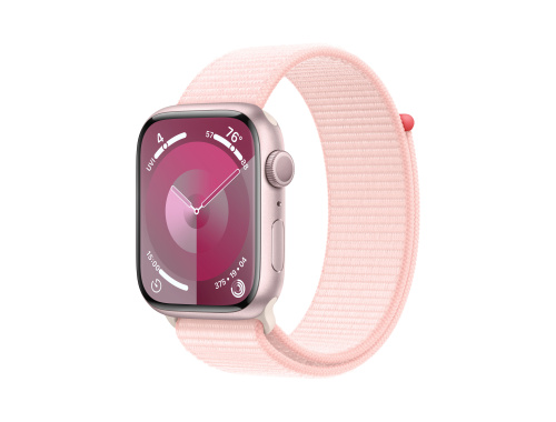 Apple Watch Series 9, 45mm Pink Aluminium Case with Light Pink Sport Loop