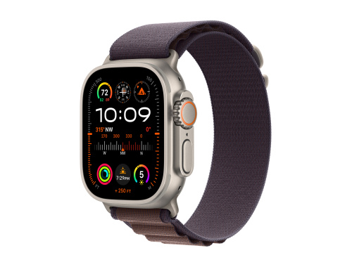 Apple Watch Ultra 2 GPS + Cellular, 49mm Titanium Case with Indigo Alpine Loop - Medium