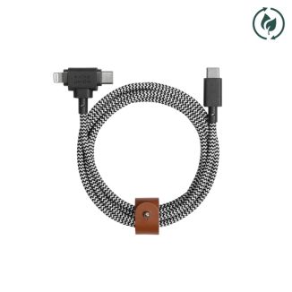 Native Union BELT DUO Cable (USB-C to USB-C & Lightning) - Zebra