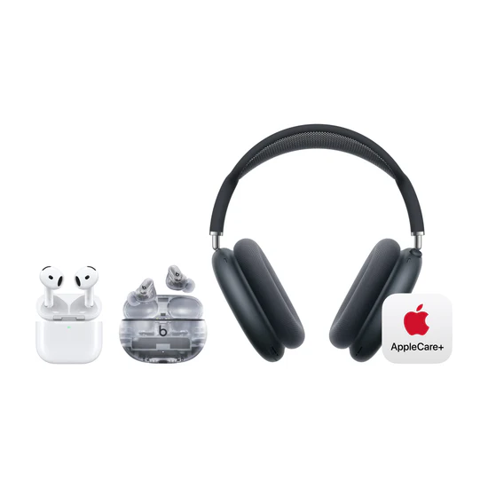 AirPods, Beats studio buds and AirPods Max with AppleCare+ logo