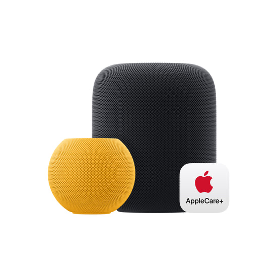 HomePod and HomePod mini with AppleCare+ logo