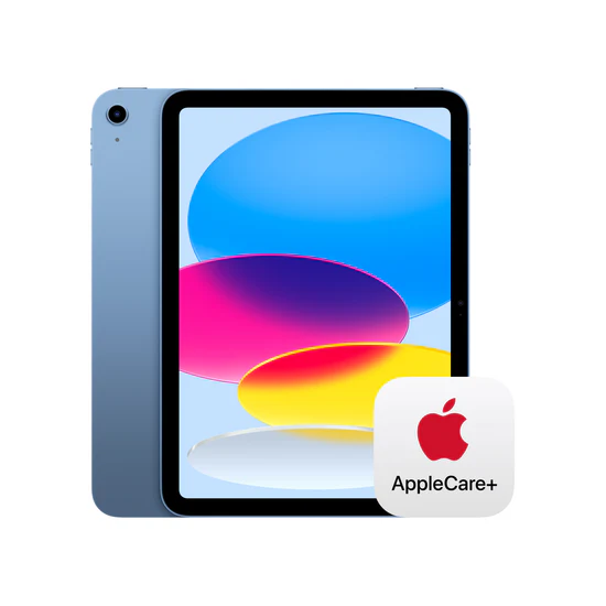 iPad 10th Generation A16 in blue with AppleCare+ logo