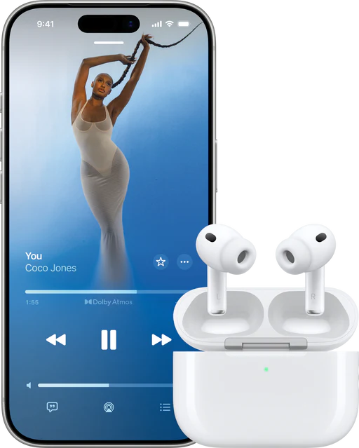 Apple Music example on iPhone with AirPods