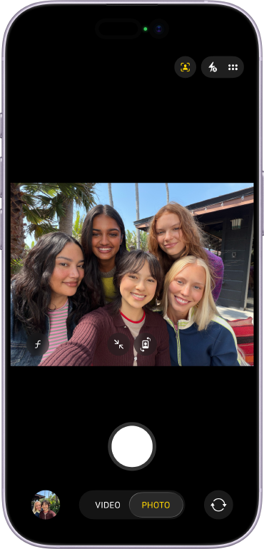 iPhone showcasing the center stage feature on IOS 26